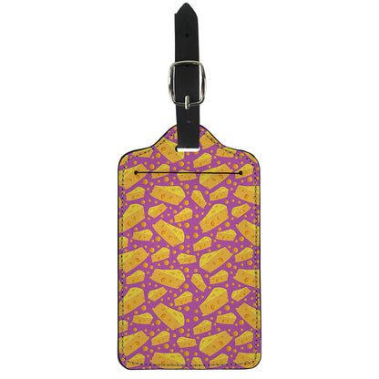Purple Cheese And Holes Pattern Print Luggage Tag