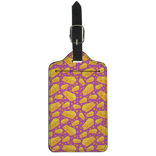 Purple Cheese And Holes Pattern Print Luggage Tag