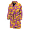 Purple Cheese And Holes Pattern Print Men's Bathrobe