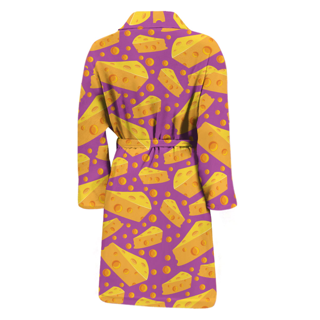 Purple Cheese And Holes Pattern Print Men's Bathrobe