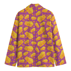 Purple Cheese And Holes Pattern Print Men's Blazer