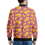 Purple Cheese And Holes Pattern Print Men's Bomber Jacket