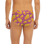 Purple Cheese And Holes Pattern Print Men's Briefs