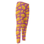 Purple Cheese And Holes Pattern Print Men's Compression Pants