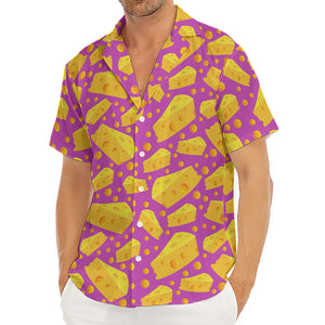 Purple Cheese And Holes Pattern Print Men's Deep V-Neck Shirt