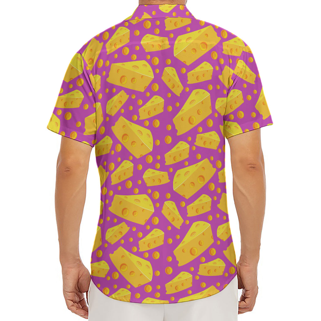 Purple Cheese And Holes Pattern Print Men's Deep V-Neck Shirt