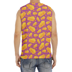 Purple Cheese And Holes Pattern Print Men's Fitness Tank Top