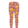 Purple Cheese And Holes Pattern Print Men's Leggings