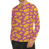 Purple Cheese And Holes Pattern Print Men's Long Sleeve Rash Guard