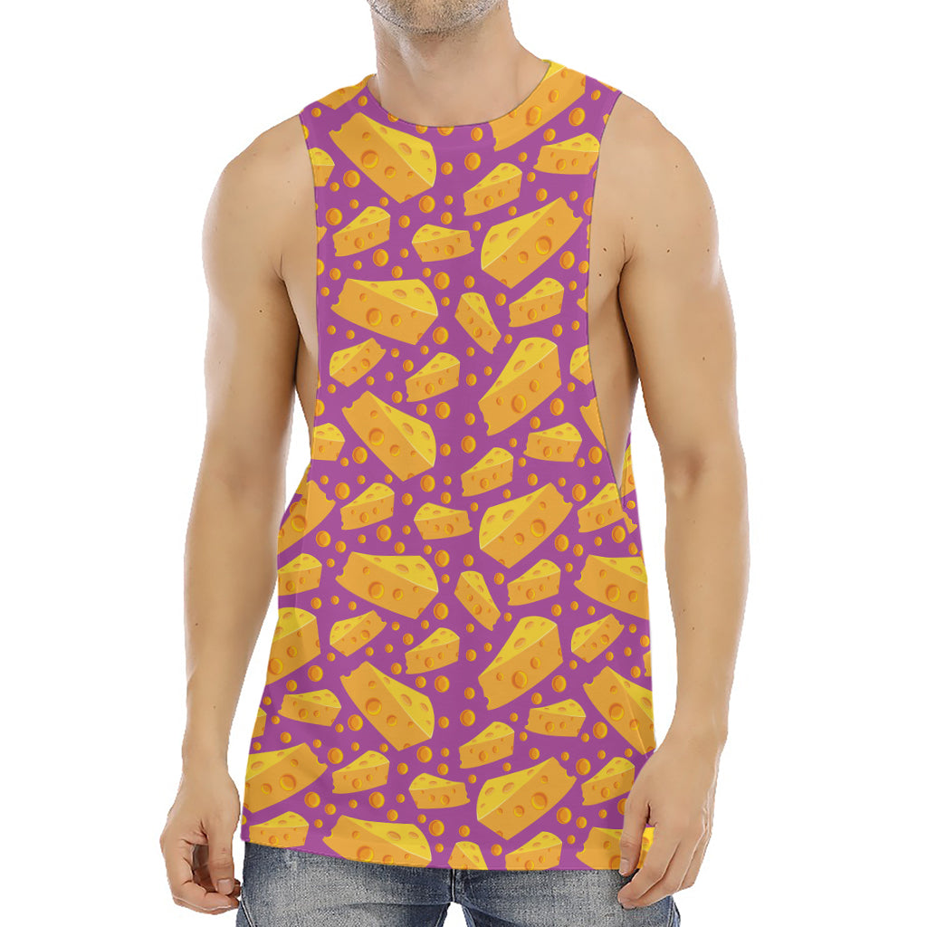 Purple Cheese And Holes Pattern Print Men's Muscle Tank Top