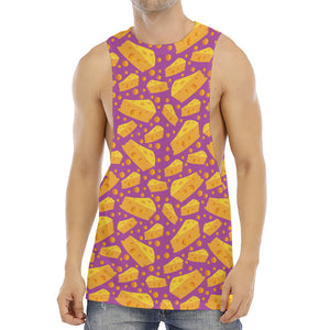 Purple Cheese And Holes Pattern Print Men's Muscle Tank Top