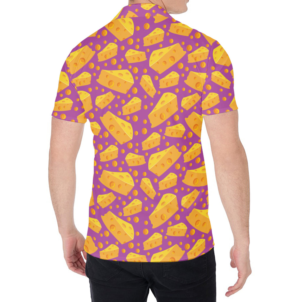 Purple Cheese And Holes Pattern Print Men's Shirt