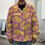 Purple Cheese And Holes Pattern Print Men's Shirt Jacket