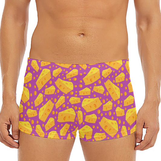 Purple Cheese And Holes Pattern Print Men's Short Boxer Briefs