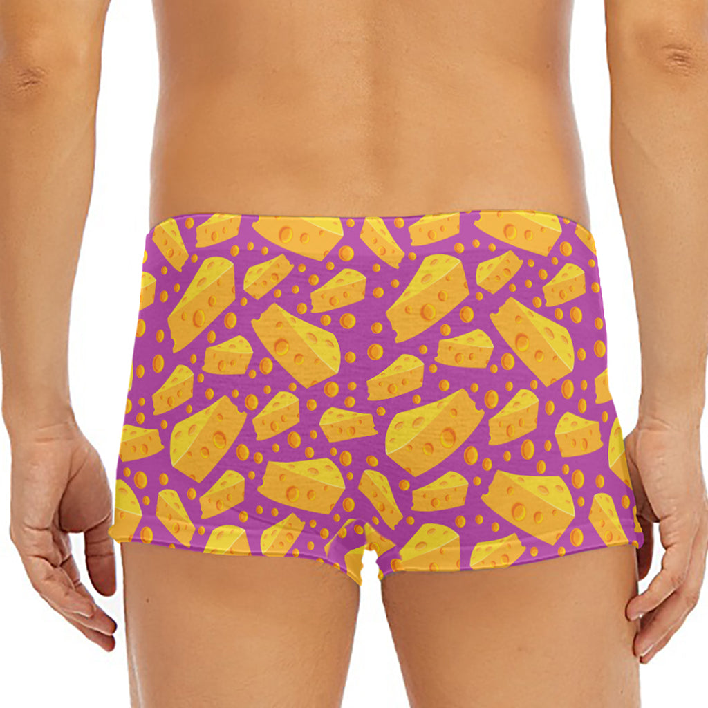 Purple Cheese And Holes Pattern Print Men's Short Boxer Briefs