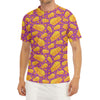 Purple Cheese And Holes Pattern Print Men's Short Sleeve Rash Guard