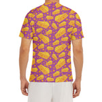 Purple Cheese And Holes Pattern Print Men's Short Sleeve Rash Guard