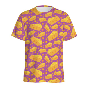 Purple Cheese And Holes Pattern Print Men's Sports T-Shirt