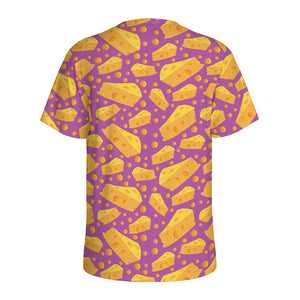 Purple Cheese And Holes Pattern Print Men's Sports T-Shirt