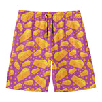 Purple Cheese And Holes Pattern Print Men's Swim Trunks