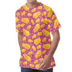 Purple Cheese And Holes Pattern Print Men's Velvet T-Shirt