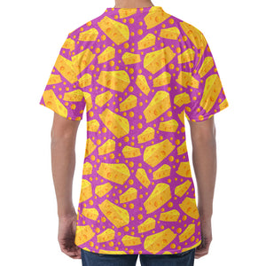 Purple Cheese And Holes Pattern Print Men's Velvet T-Shirt