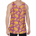 Purple Cheese And Holes Pattern Print Men's Velvet Tank Top