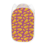 Purple Cheese And Holes Pattern Print Mesh Laundry Hamper