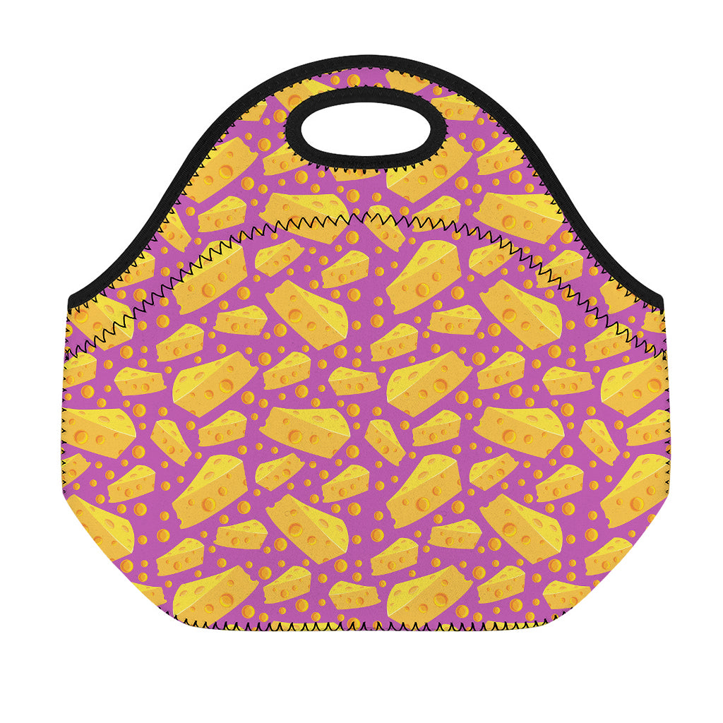 Purple Cheese And Holes Pattern Print Neoprene Lunch Bag