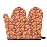Purple Cheese And Holes Pattern Print Oven Mitts