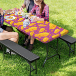 Purple Cheese And Holes Pattern Print Picnic Table Cover