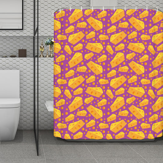 Purple Cheese And Holes Pattern Print Polyester Shower Curtain