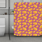 Purple Cheese And Holes Pattern Print Polyester Shower Curtain