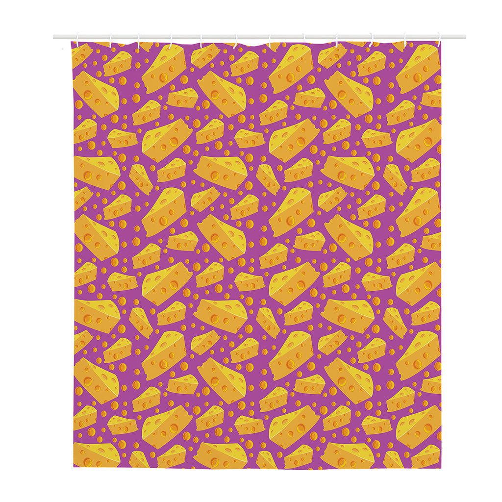 Purple Cheese And Holes Pattern Print Polyester Shower Curtain