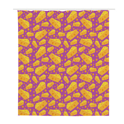 Purple Cheese And Holes Pattern Print Polyester Shower Curtain