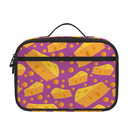 Purple Cheese And Holes Pattern Print Portable Lunch Bag