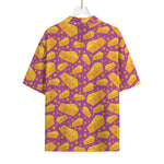 Purple Cheese And Holes Pattern Print Rayon Hawaiian Shirt