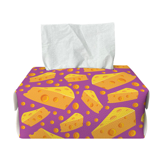 Purple Cheese And Holes Pattern Print Rectangle Tissue Box Cover