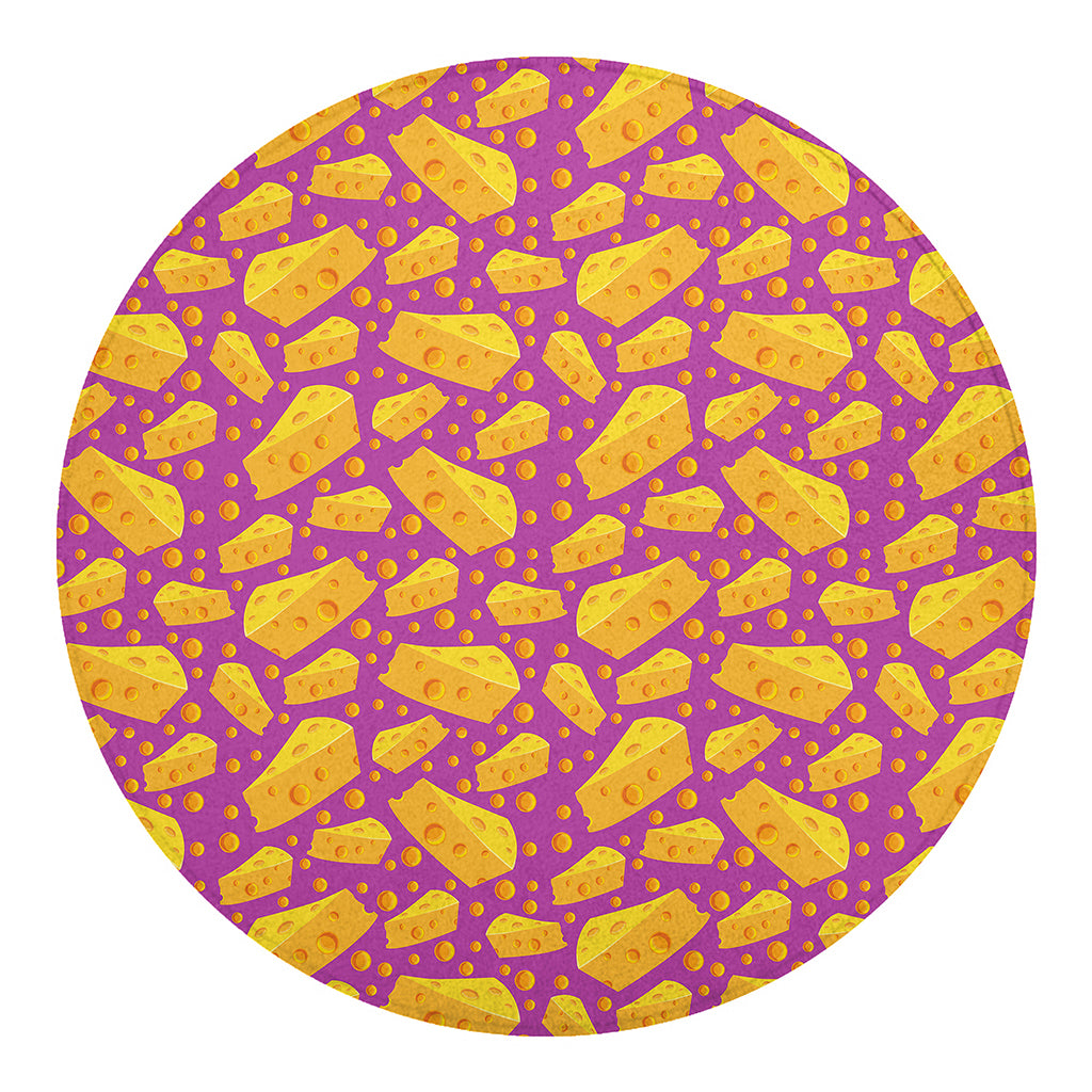 Purple Cheese And Holes Pattern Print Round Blanket