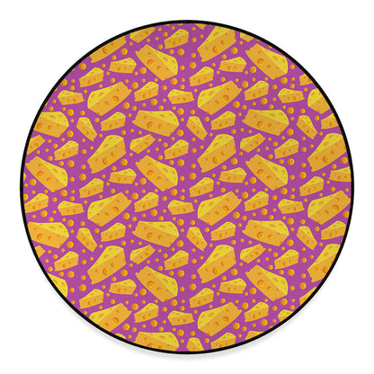 Purple Cheese And Holes Pattern Print Round Floor Mat
