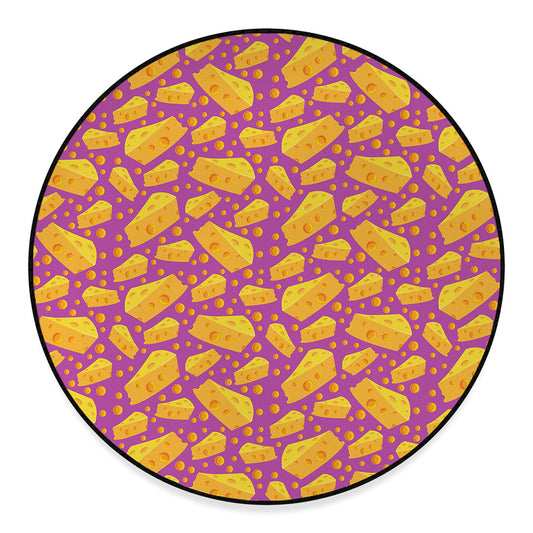 Purple Cheese And Holes Pattern Print Round Floor Mat
