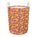 Purple Cheese And Holes Pattern Print Round Laundry Basket