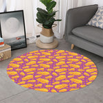 Purple Cheese And Holes Pattern Print Round Rug