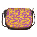 Purple Cheese And Holes Pattern Print Saddle Bag