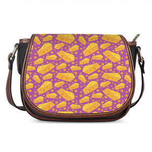 Purple Cheese And Holes Pattern Print Saddle Bag