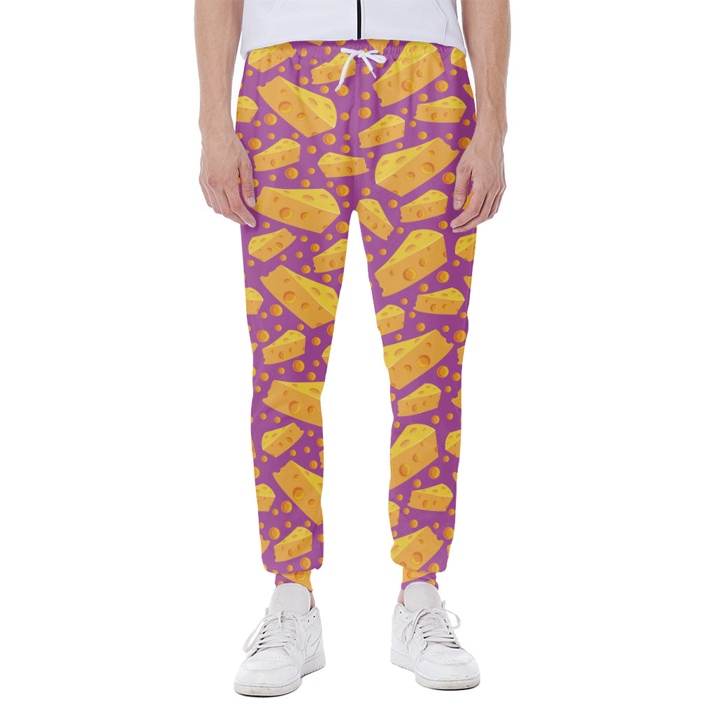 Purple Cheese And Holes Pattern Print Scuba Joggers