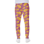 Purple Cheese And Holes Pattern Print Scuba Joggers