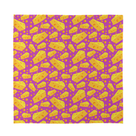 Purple Cheese And Holes Pattern Print Silk Bandana