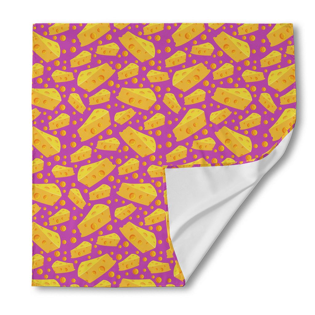 Purple Cheese And Holes Pattern Print Silk Bandana