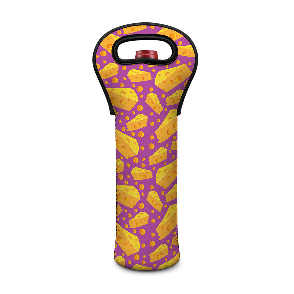 Purple Cheese And Holes Pattern Print Single Neoprene Wine Tote